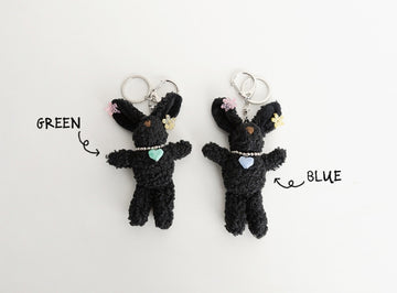 Euro Flower Pin Heart Rabbit Keyring